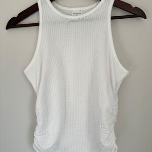 Abercrombie Kids Waffle White Tank Top with Gathered Sides